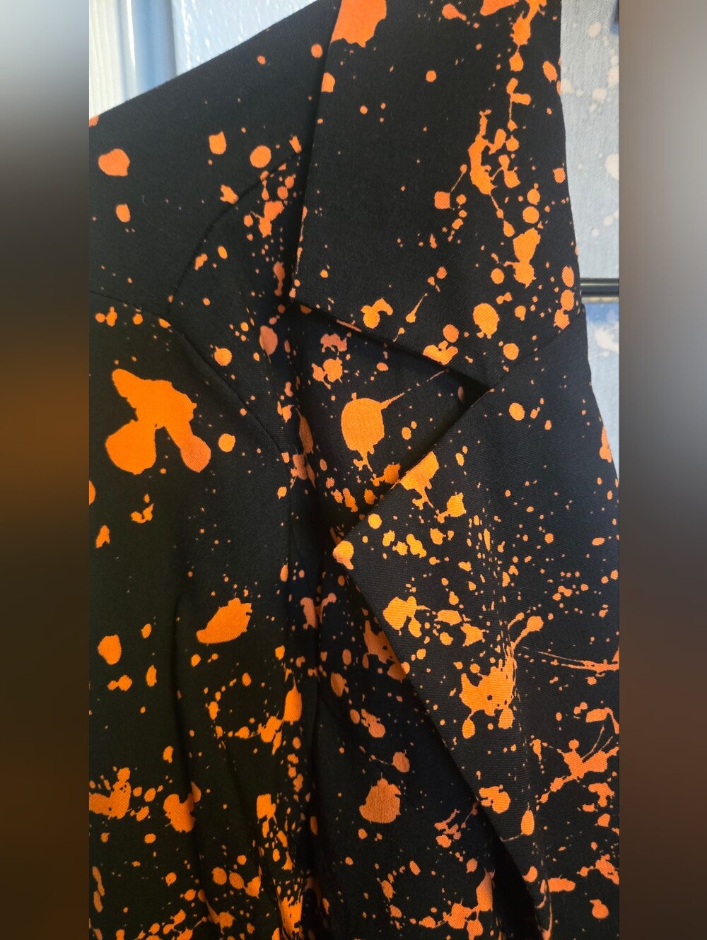 Black Blazer with Orange Paint-Splash Print - Picture 2 of 8